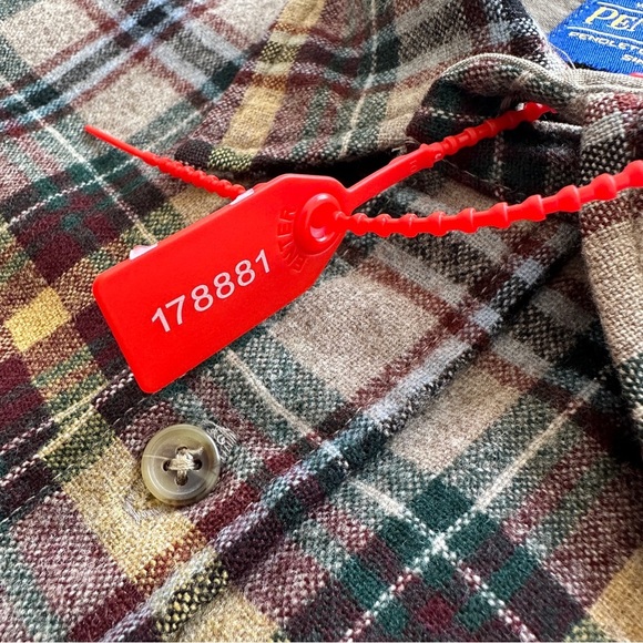 Pendleton Lodge Shirt Mens Large Brown Tartan Flannel 100% Wool Long Sleeves - Picture 10 of 13